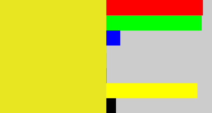 Hex color #e7e621 - piss yellow