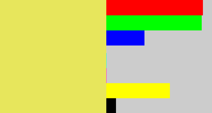 Hex color #e7e65c - dull yellow