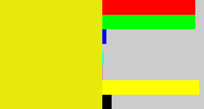 Hex color #e7e90b - piss yellow