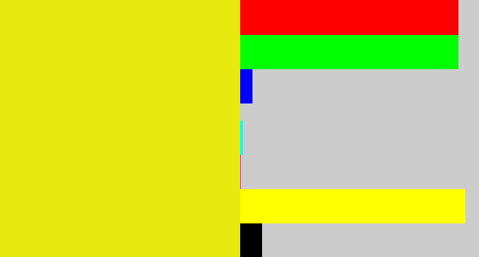 Hex color #e7e90e - piss yellow