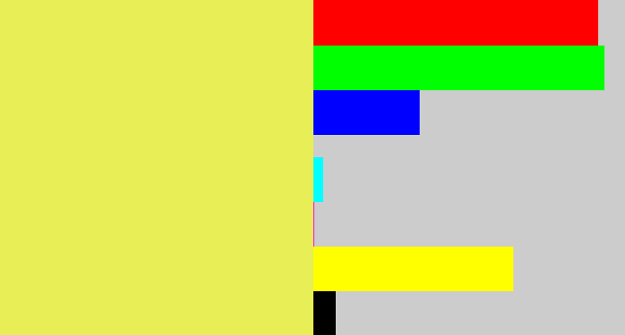 Hex color #e7ee56 - dull yellow