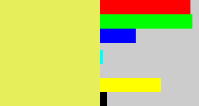 Hex color #e7ee5c - dull yellow