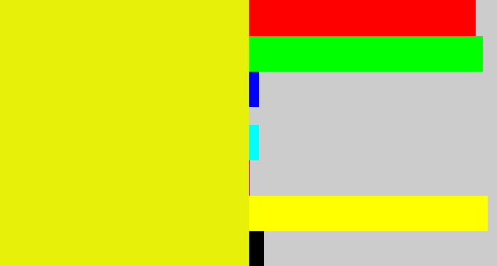 Hex color #e7f009 - bright yellow