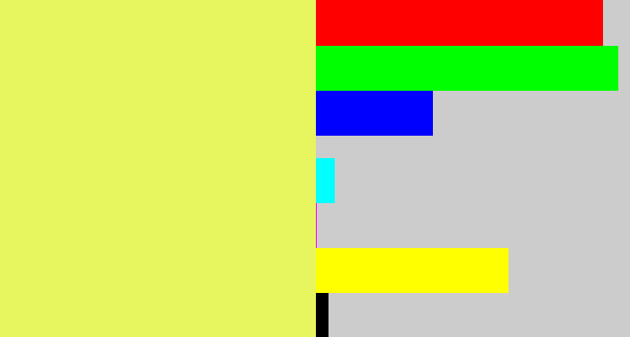 Hex color #e7f55f - yellowish