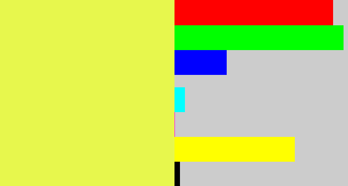 Hex color #e7f74d - off yellow