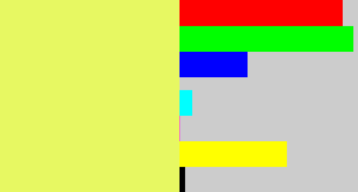 Hex color #e7f862 - yellowish