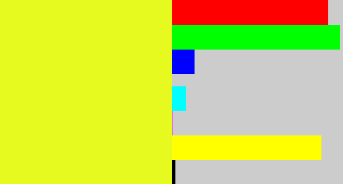 Hex color #e7fa20 - lime yellow