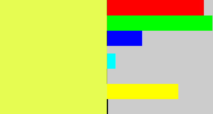 Hex color #e7fc53 - banana yellow