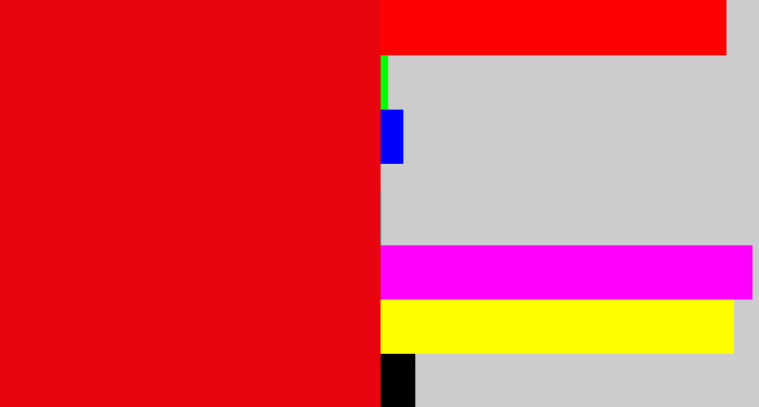 Hex color #e80510 - red