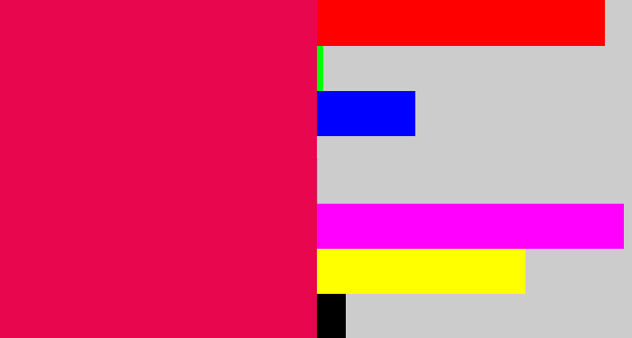 Hex color #e8064e - pink red