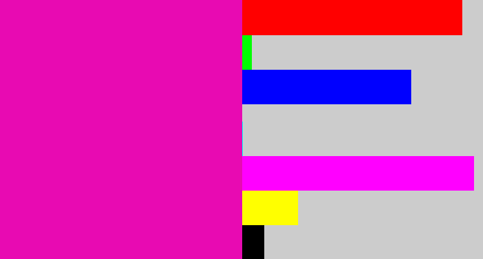 Hex color #e80ab2 - bright pink