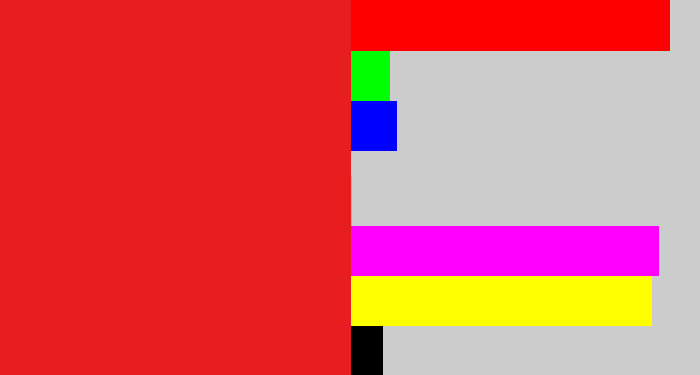 Hex color #e81d20 - vermillion