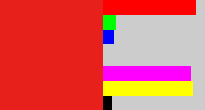 Hex color #e8201b - vermillion