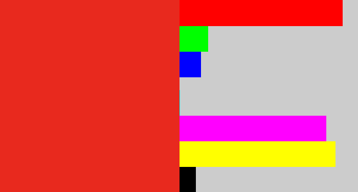Hex color #e8291e - vermillion