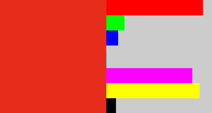 Hex color #e82c1c - vermillion