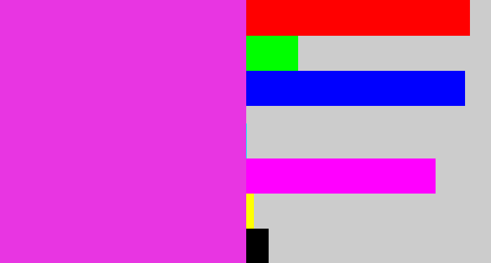 Hex color #e835e2 - purple pink