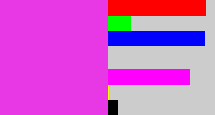 Hex color #e838e5 - purple pink