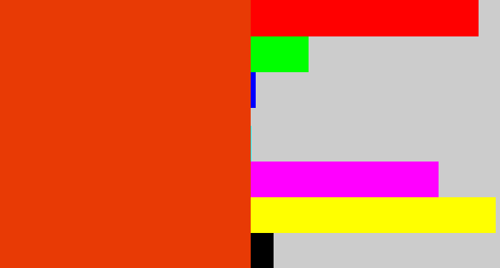 Hex color #e83a05 - orangish red