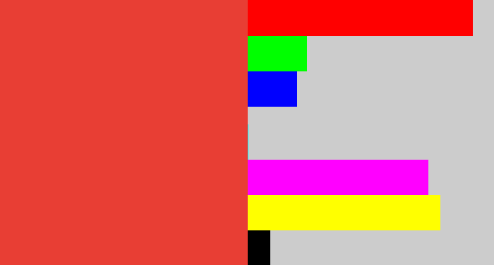 Hex color #e83e34 - tomato