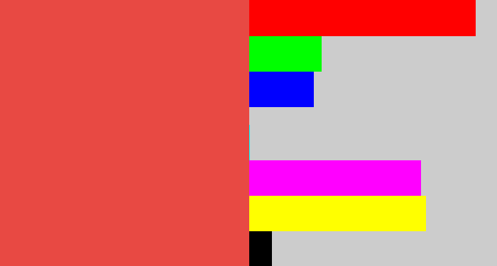 Hex color #e84943 - pale red
