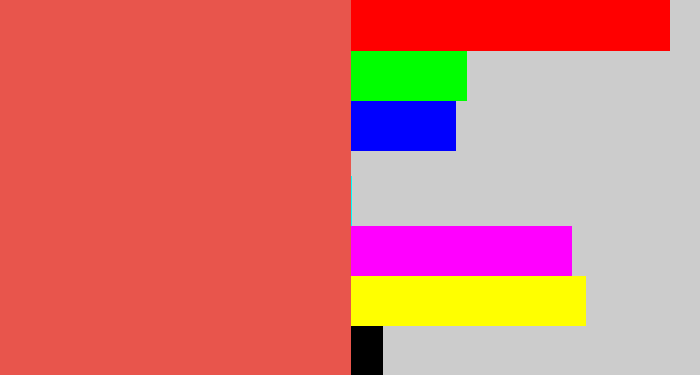 Hex color #e8554c - pale red