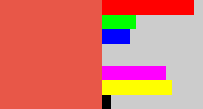 Hex color #e85748 - pale red