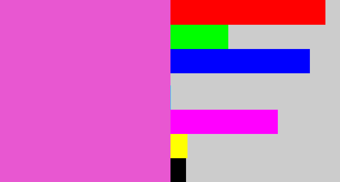 Hex color #e857d1 - purpleish pink