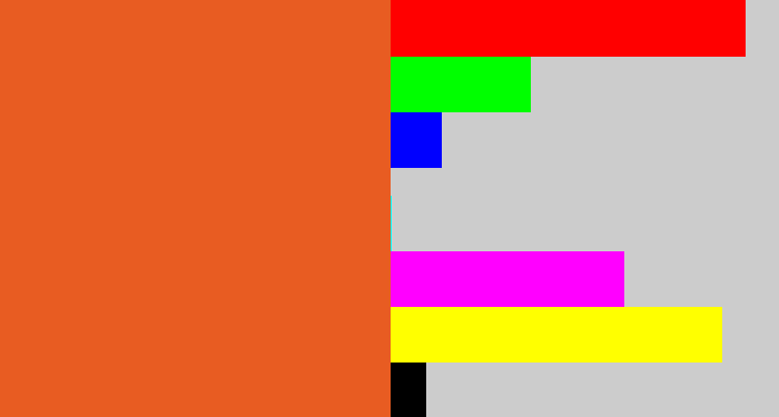 Hex color #e85c22 - reddish orange
