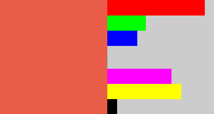 Hex color #e85c48 - pale red