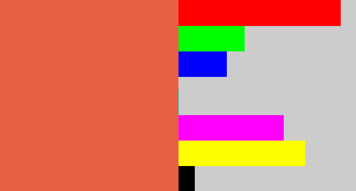 Hex color #e85f44 - pale red