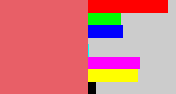 Hex color #e85f67 - pastel red
