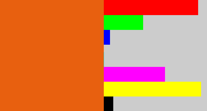 Hex color #e8600f - deep orange