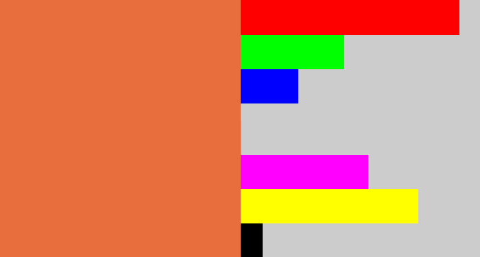 Hex color #e86e3d - dusty orange
