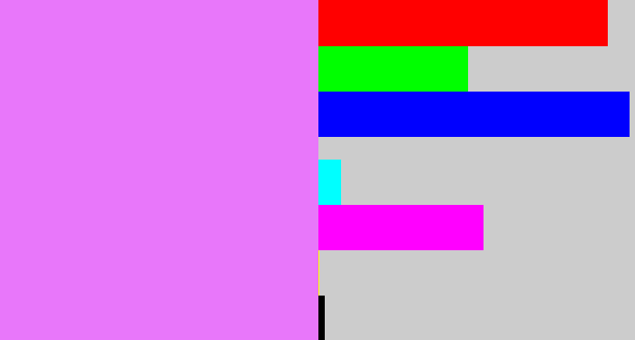 Hex color #e877fa - purply pink