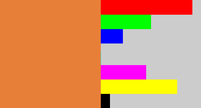 Hex color #e87f38 - dusty orange