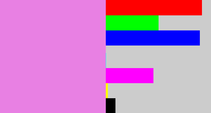 Hex color #e880e3 - purply pink