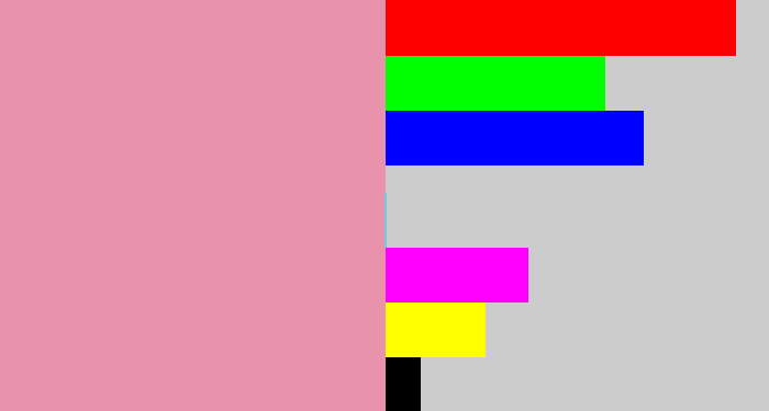 Hex color #e892ab - pig pink