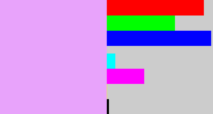 Hex color #e8a3fb - light violet