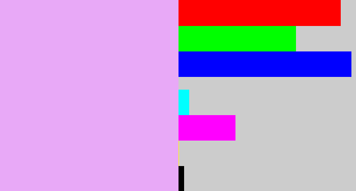 Hex color #e8a9f7 - light violet