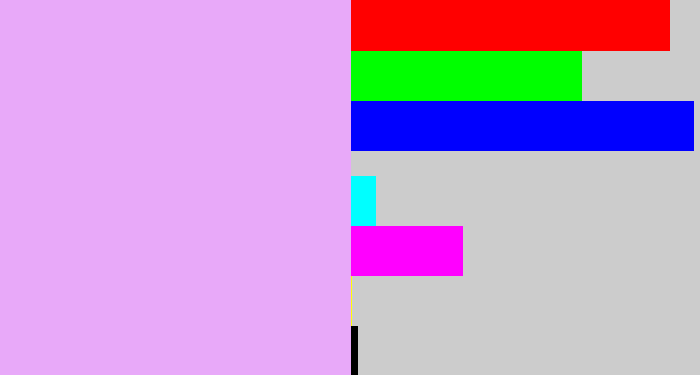 Hex color #e8a9f9 - light violet
