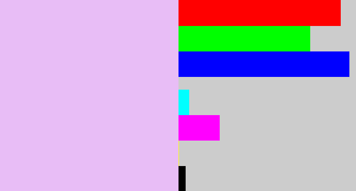 Hex color #e8bdf6 - light lavendar