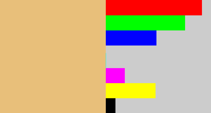 Hex color #e8bf7a - sand