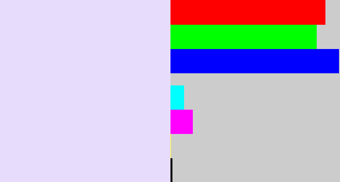 Hex color #e8dcfd - pale lavender