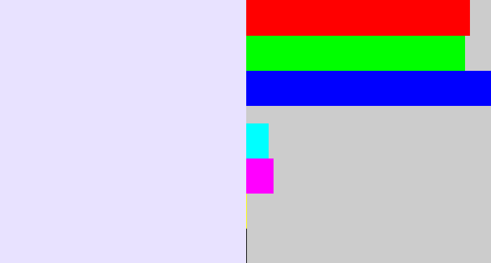 Hex color #e8e2ff - pale lavender