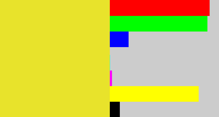 Hex color #e8e32b - sickly yellow