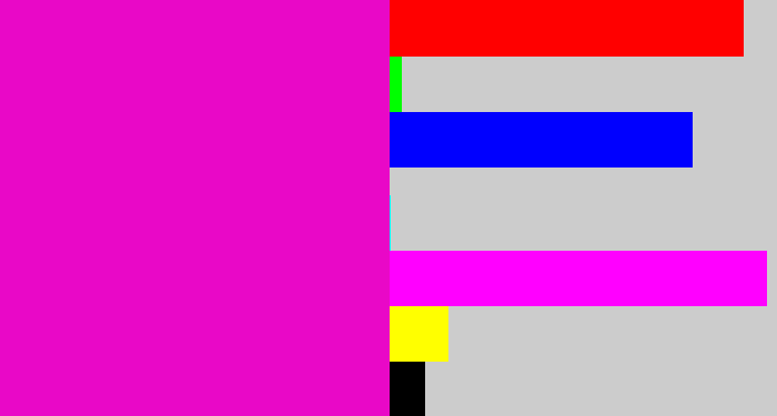 Hex color #e908c7 - hot magenta