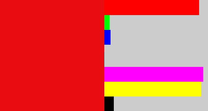 Hex color #e90c10 - red