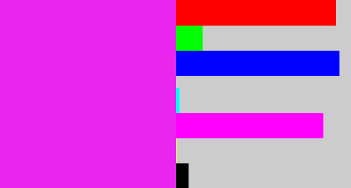 Hex color #e925ee - pink/purple