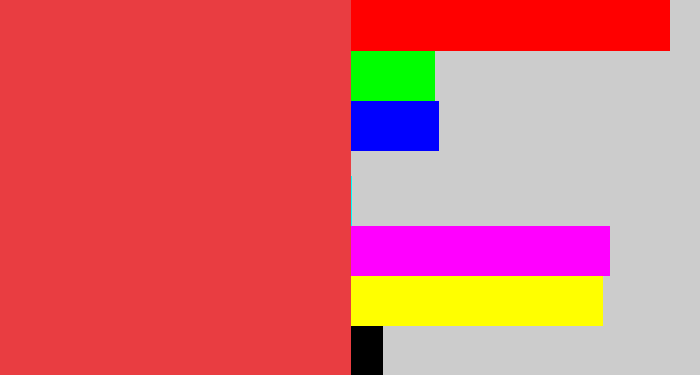 Hex color #e93d41 - light red