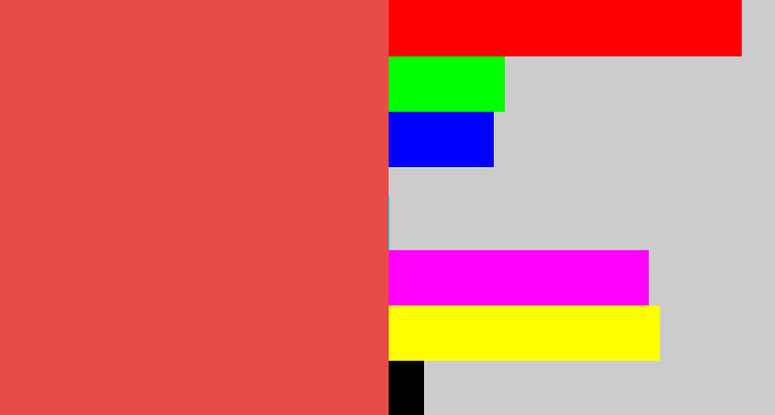 Hex color #e94c46 - pale red